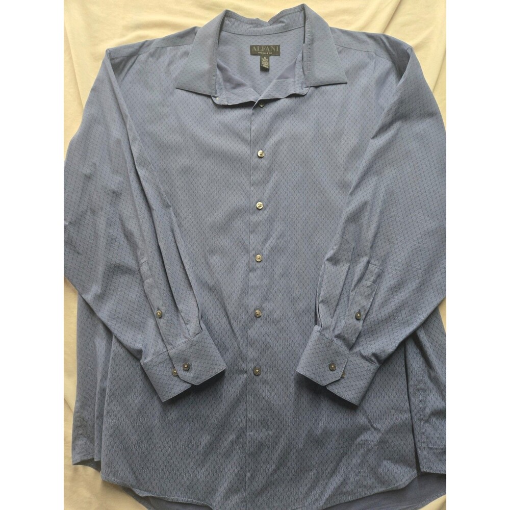 Alfani Regular Fit Stretch Dress Shirt Blue XL 17 32/33